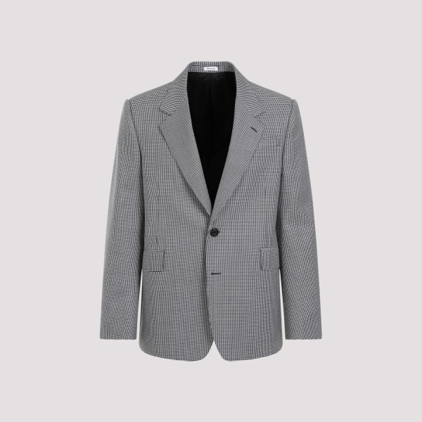 Shop Alexander Mcqueen Wool Jacket 52 In Black White