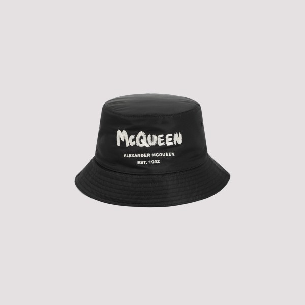 Shop Alexander Mcqueen Graffiti Hat M In Black Ivory