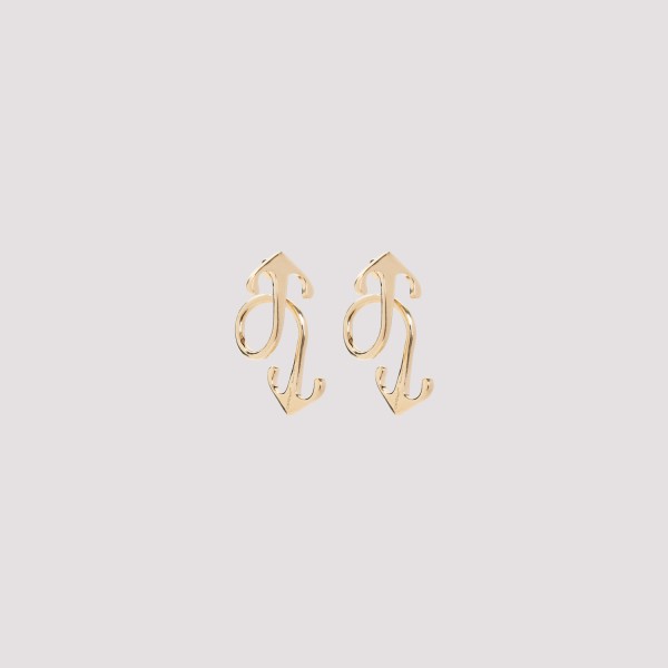Shop Off-white Off White Mono Arrow Earrings Unica In Gold