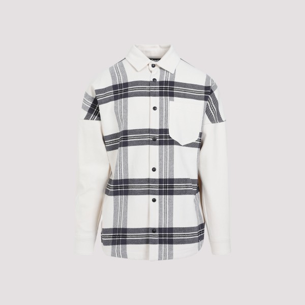 Shop Palm Angels Back Logo Check Overshirt 50 In Off White