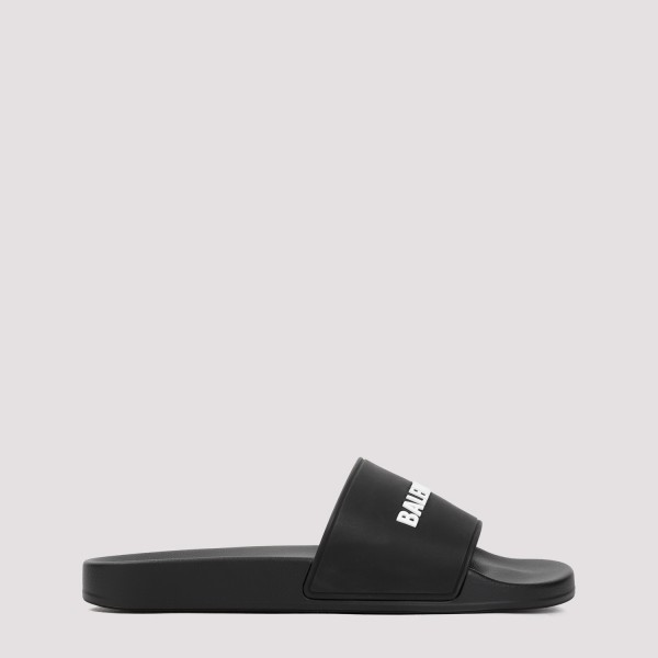 Shop Balenciaga Pool Slide Logo Shoes 41 In Black White