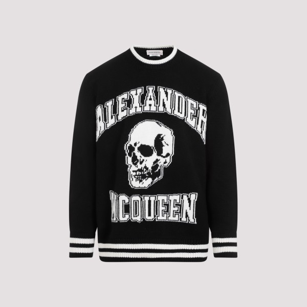 Shop Alexander Mcqueen Wool Sweater M In Black Ivory
