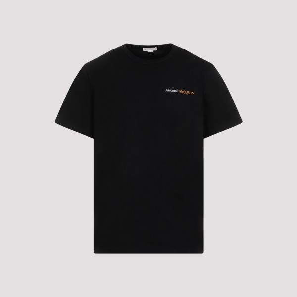 Shop Alexander Mcqueen Cotton T-shirt M In Black Silver Gold