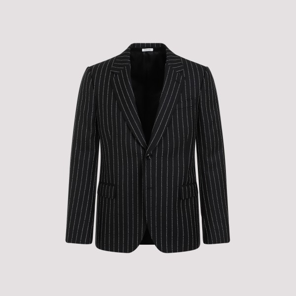 Shop Alexander Mcqueen Pinstripe Blazer 50 In Black White