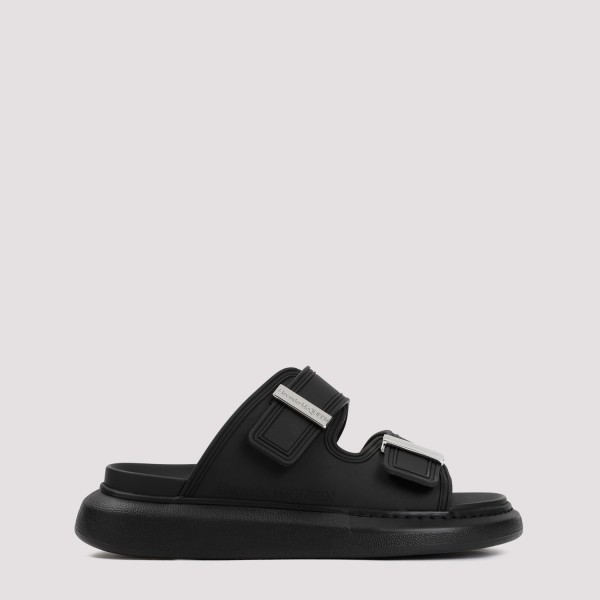 Shop Alexander Mcqueen Rubber Sandals 37 In Black Silver
