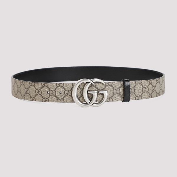 Shop Gucci Reversible Gg Marmont Belt 95 In Beige Ebony Nero