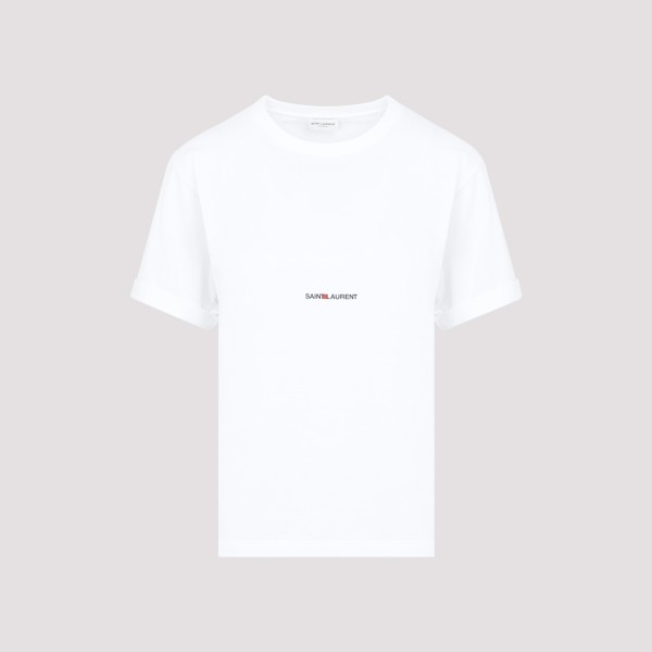 Saint Laurent Cotton Logo T-shirt In Blanc