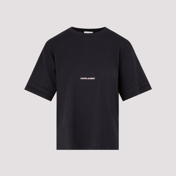 Shop Saint Laurent Cotton Logo T-shirt L In Noir