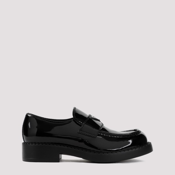 Shop Prada Patent Calf Leather Loafers 10 In F Nero