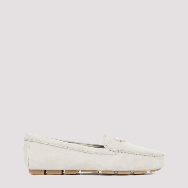 Shop Prada Suede Goat Leather Loafers 40 In Fd Pomice