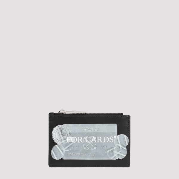 Shop Off-white Quote Bookish Zip-up Cardholder Unica In Black White