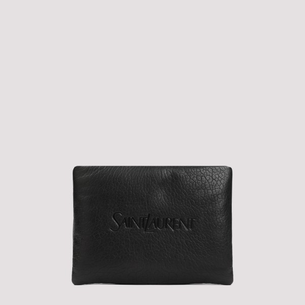 Saint Laurent Leather Pouch In Nero