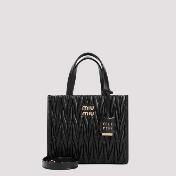 Miu Miu Nappa Lamb Leather Shopping Bag In F Nero