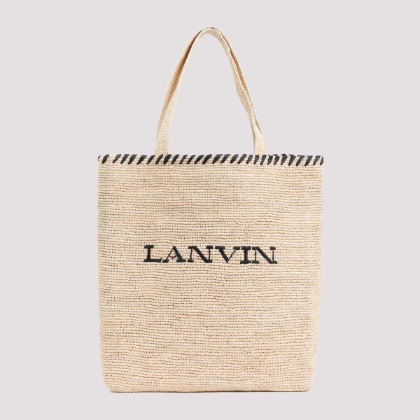 Lanvin Raffia Tote Bag In Natural Black