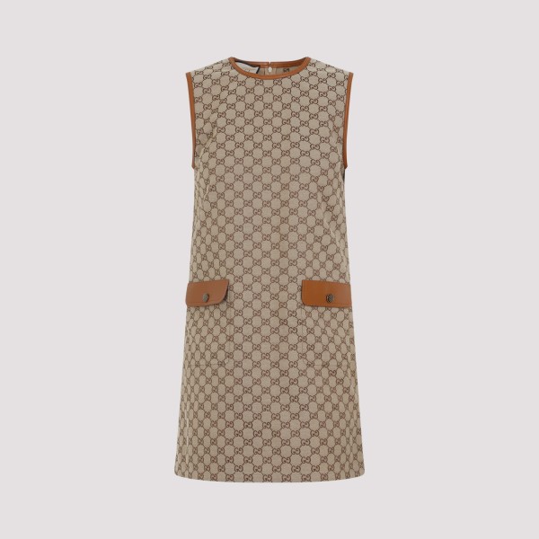 Gucci Dress Canvas In Brown Dusty Mauve