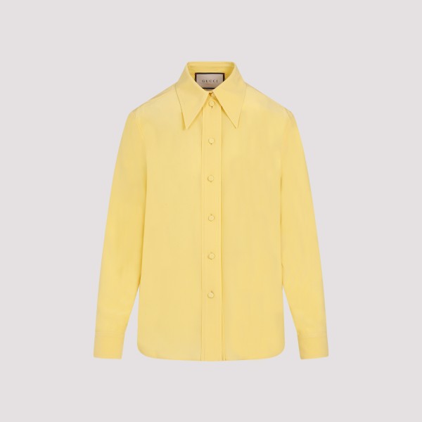 Shop Gucci Crepe De Chine Shirt 38 In Yellow Iris