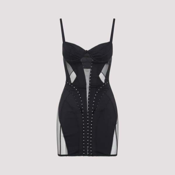 Shop Mugler Polyamide Mini Dress 36 In B Black Black