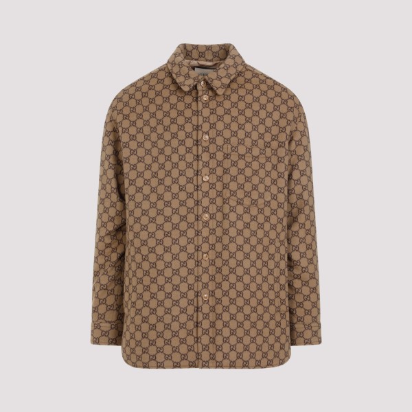 Gucci Flannel Jacket In Camel Brown Mix