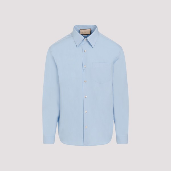 Shop Gucci Over Boxy Shirt 15+ In Sky Blue