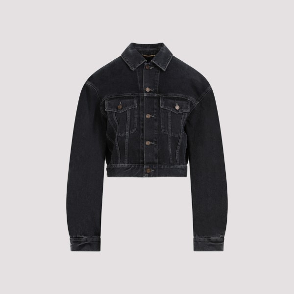 Shop Saint Laurent Denim Jacket 38 In Dark Blue Black