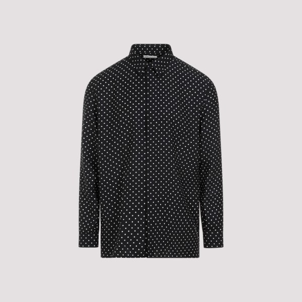 Shop Saint Laurent Silk Shirt 40 In Noir Craie