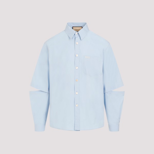 Shop Gucci Cotton Shirt 48 In Sky Blue