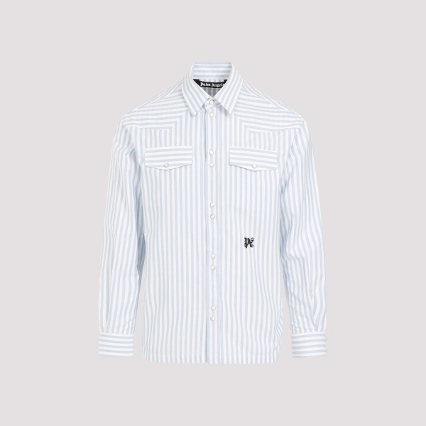 Shop Palm Angels Monogram Striped Shirt 48 In Off White