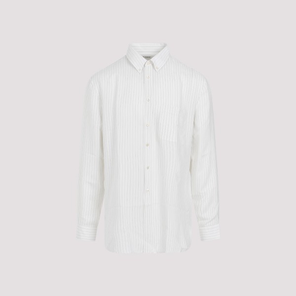 Shop Saint Laurent Silk Shirt 40 In Beige Gris Noir