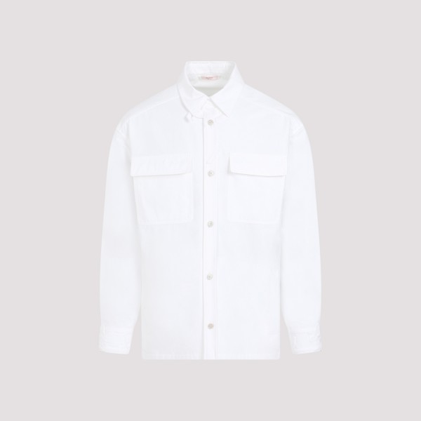 Shop Valentino Shirt Jacket 48 In Bo Bianco