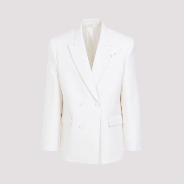 Shop Valentino Double Breasted Jacket 50 In A Avorio
