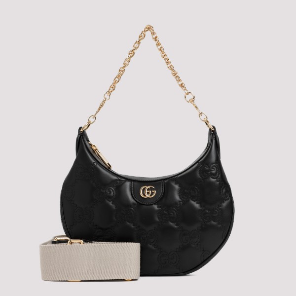 Gucci Leather Matelasse Handbag In Black Natural