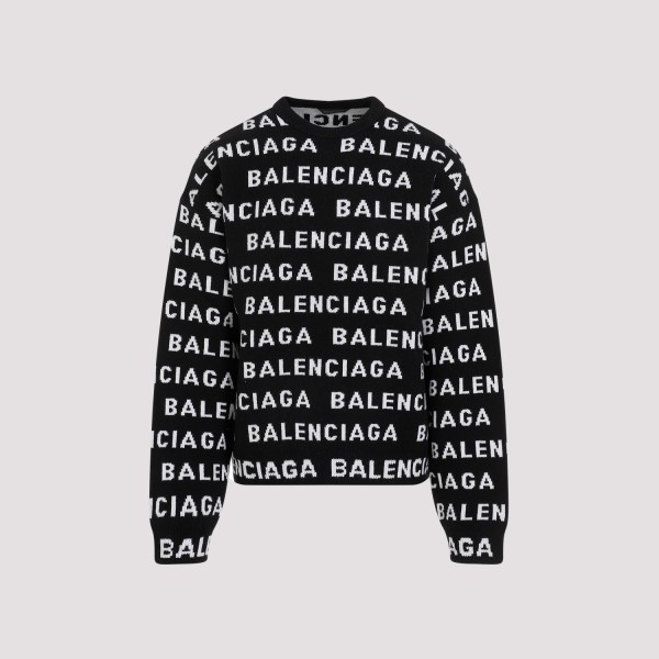 Shop Balenciaga Wool Crewneck S In Black White