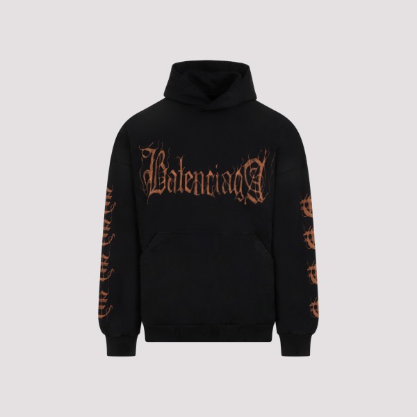 Balenciaga Large Fit Hoodie In Washed Black