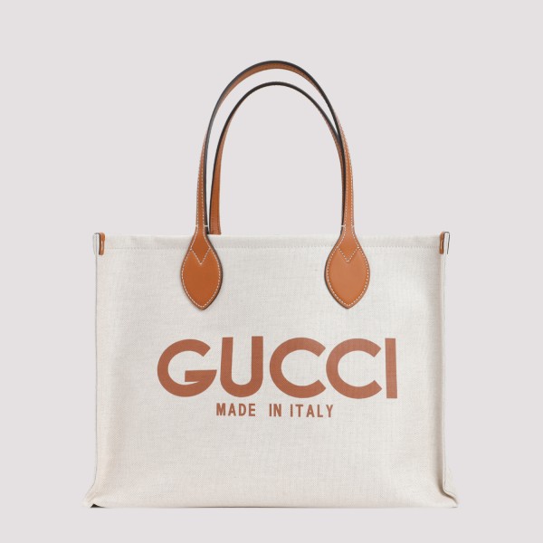 Shop Gucci Logo Canvas Tote Bag Unica In Be Eb