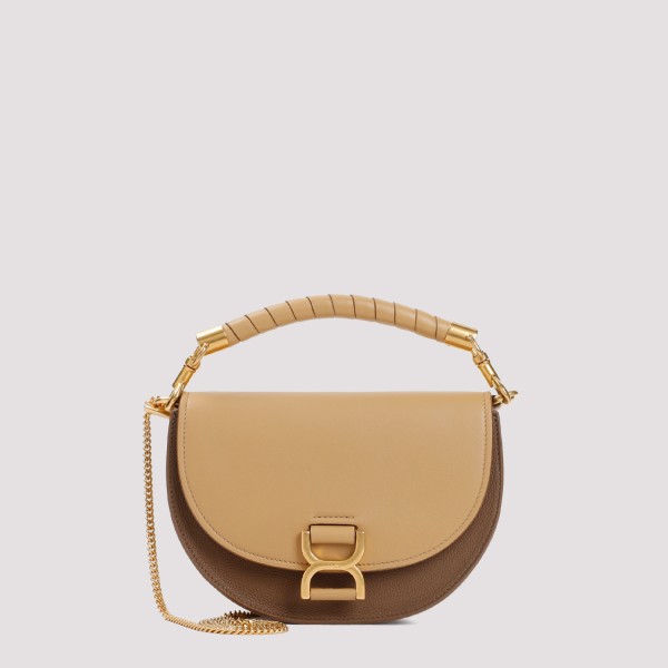 Shop Chloé Marcie Leather Bag Unica In Creamy Brown
