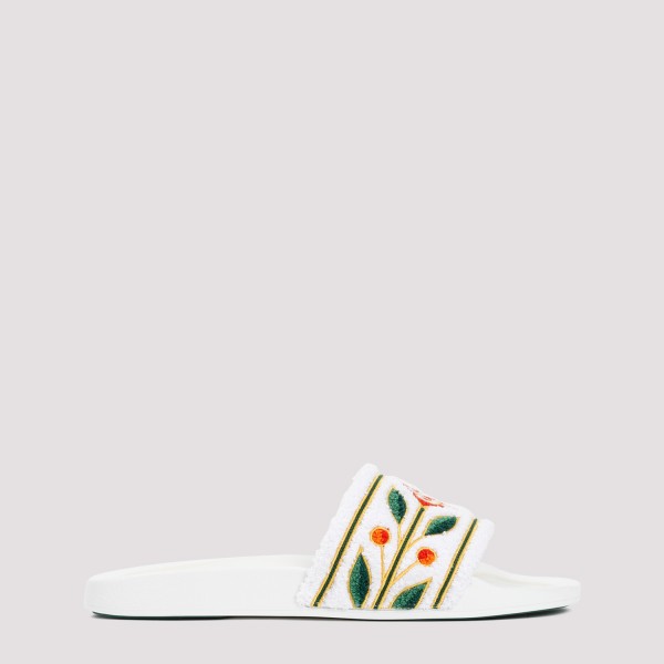 Shop Casablanca Embroidered Terry Sandals 45 In White