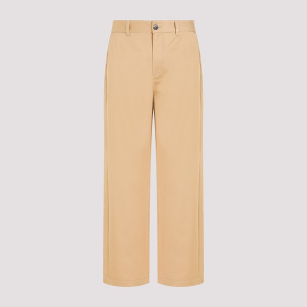 Marni Logo-waistband Straight-leg Cotton Trousers In W Buttercream