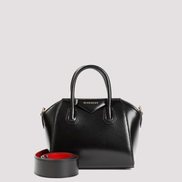 Givenchy Antigona Toy Leather Handbag In Black Red