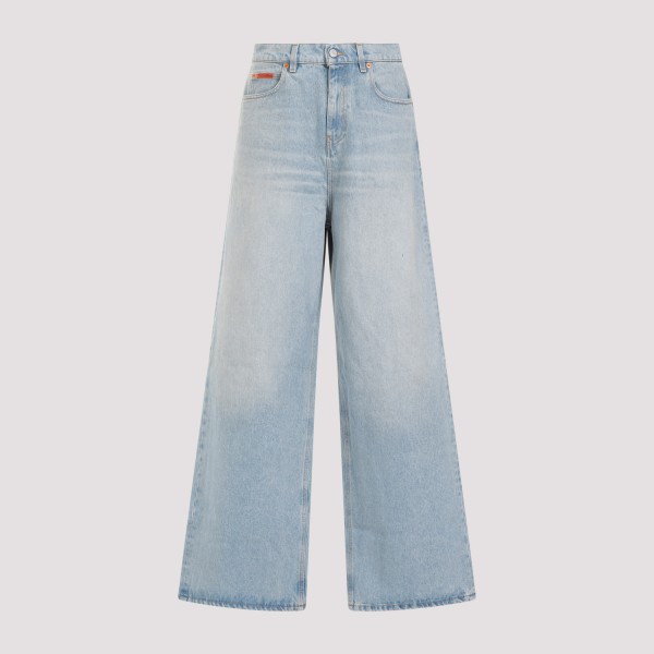 Shop Martine Rose Extended Wide Leg Jeans M In Blewas Bleached Wash