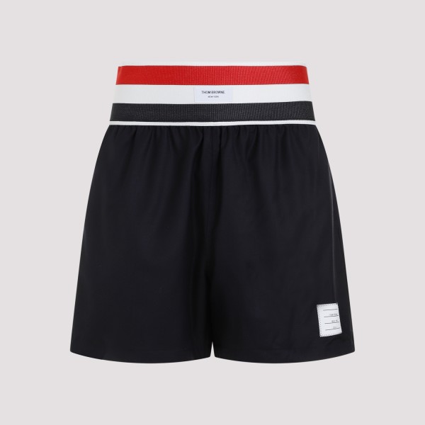 Shop Thom Browne Thome Browne Elastic Waist Rugby Shorts 5 In Navy