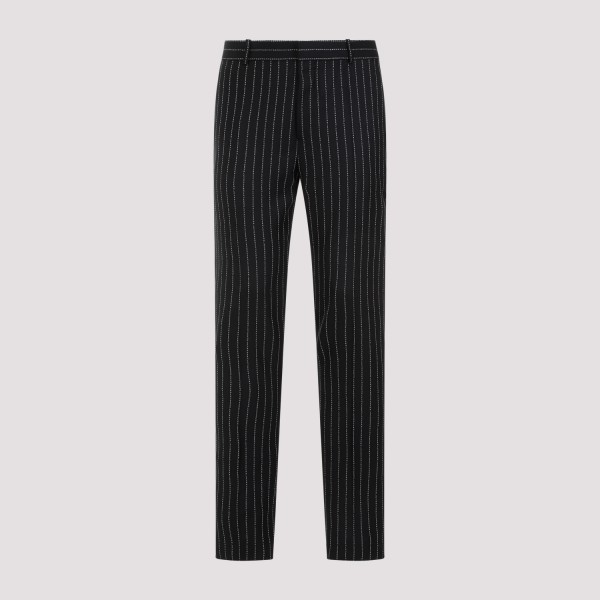Shop Alexander Mcqueen Pinstripe Pants 50 In Black White