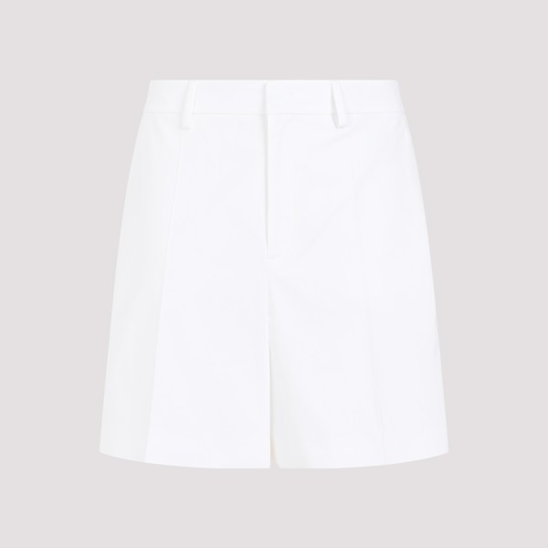 Shop Valentino Cotton Pressed-crease Shorts 50 In Bo Bianco