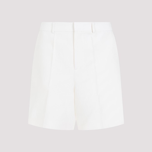 Shop Valentino Wool And Silk Shorts 50 In A Avorio