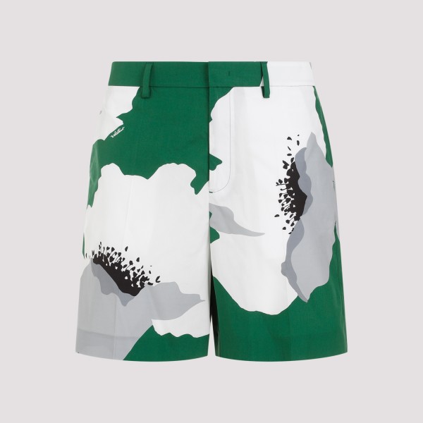 Shop Valentino Cotton Shorts 46 In Zxu Smeraldo Grigio