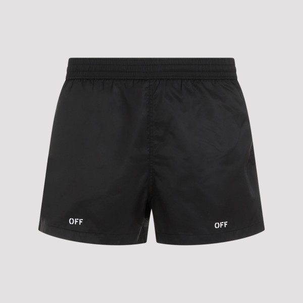 Shop Off-white Off White Stamp Swim Shorts Xl In Black White