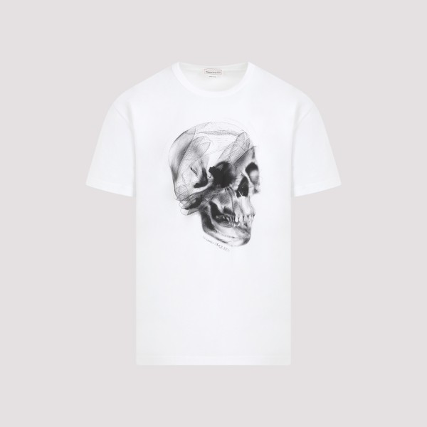 Shop Alexander Mcqueen Dragonfly Skull T-shirt Xl In White Black