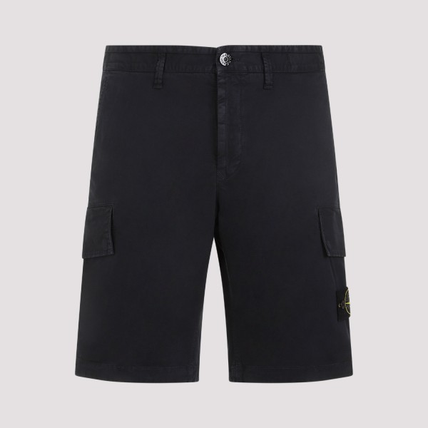 Shop Stone Island Cotton Shorts 32 In A Navy Blue