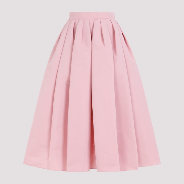 Shop Alexander Mcqueen Pleated Midi Skirt 40 In Pale Pink