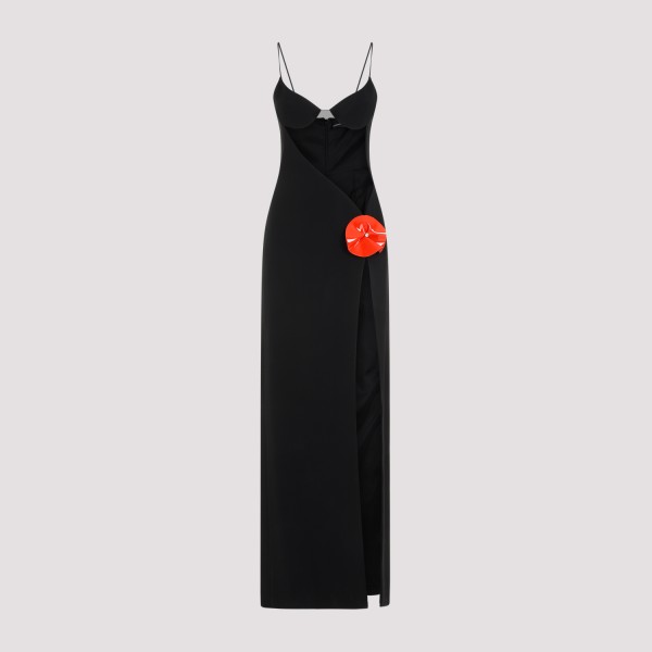 David Koma Flower Side Open Leg Dress In Black Red