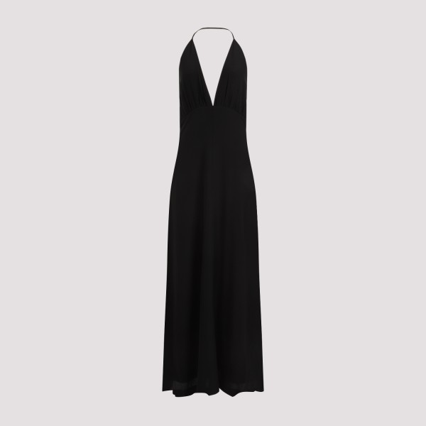 Shop Totême Toteme Double-halter Silk Dress 34 In Black